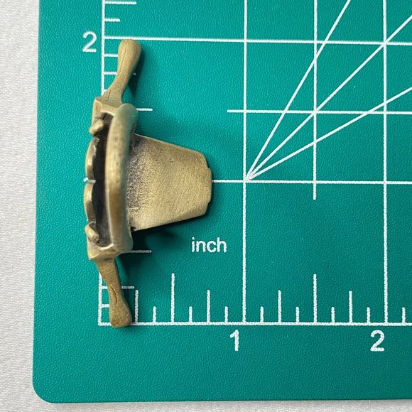 The Fort Scarf Ring Bullhead Mixed Metal Brass Pewter Look Antler Leaf Design - Picture 9 of 9